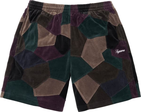Supreme Patchwork Velour Short - Dark Navy (front)