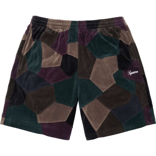 Supreme Patchwork Velour Short - Dark Navy (front)