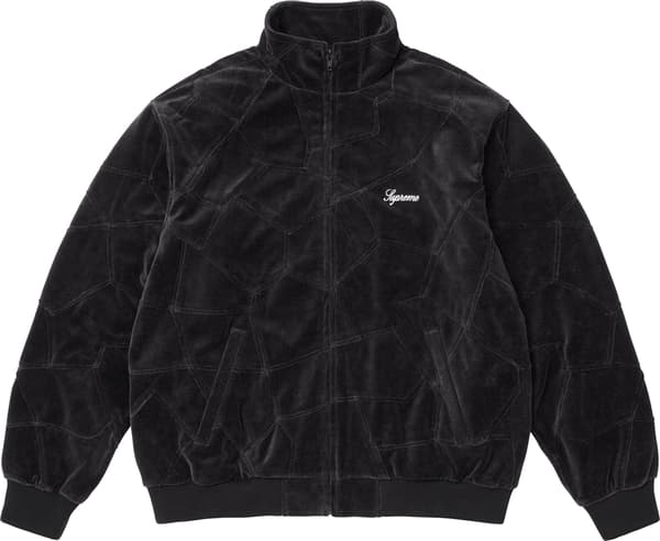 Supreme Patchwork Velour Track Jacket - Black (front)