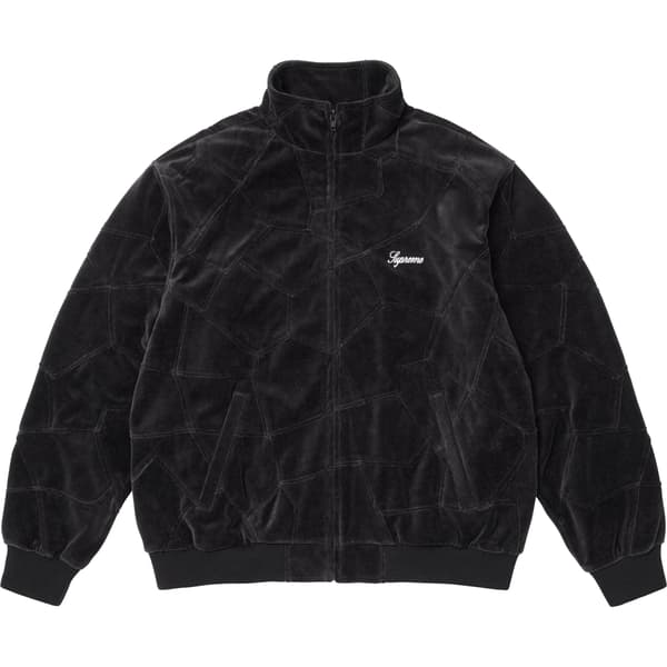Supreme Patchwork Velour Track Jacket - Black (front)