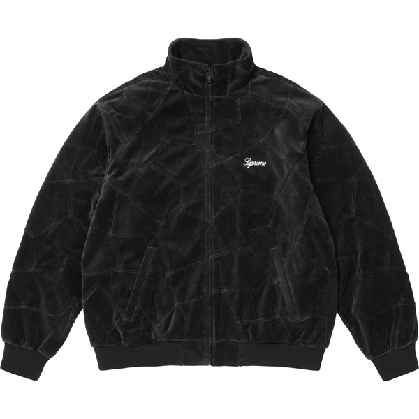 Supreme Patchwork Velour Track Jacket - Black (front)