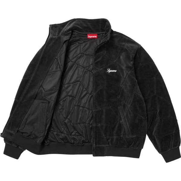 Supreme Patchwork Velour Track Jacket - Black (front)