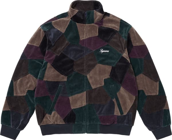 Supreme Patchwork Velour Track Jacket - Dark Navy (front)