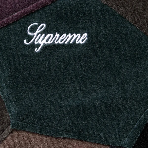 Supreme Patchwork Velour Track Jacket - Dark Navy (front)