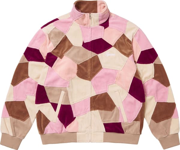 Supreme Patchwork Velour Track Jacket - Tan (front)