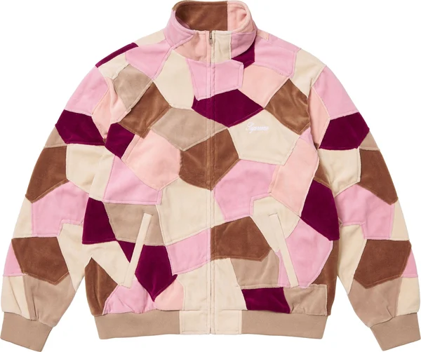Supreme Patchwork Velour Track Jacket - Tan (front)