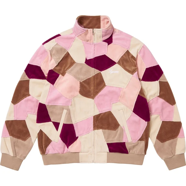 Supreme Patchwork Velour Track Jacket - Tan (front)