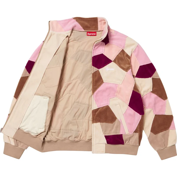 Supreme Patchwork Velour Track Jacket - Tan (front)