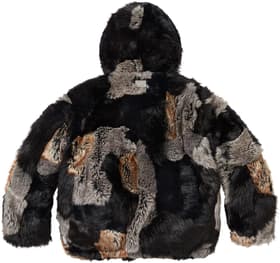 Supreme Patchwork WINDSTOPPER Hooded Faux Fur Jacket Black