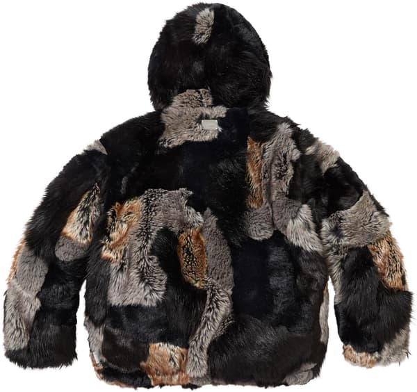 Supreme Patchwork WINDSTOPPER Hooded Faux Fur Jacket - Black (front)