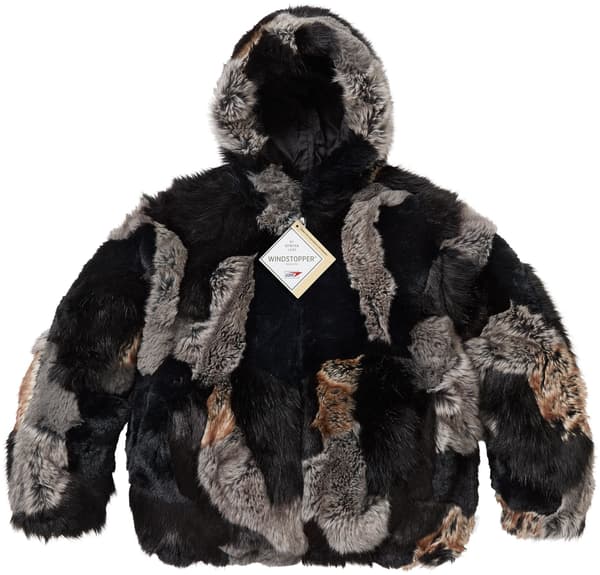 Supreme Patchwork WINDSTOPPER Hooded Faux Fur Jacket - Black (front)