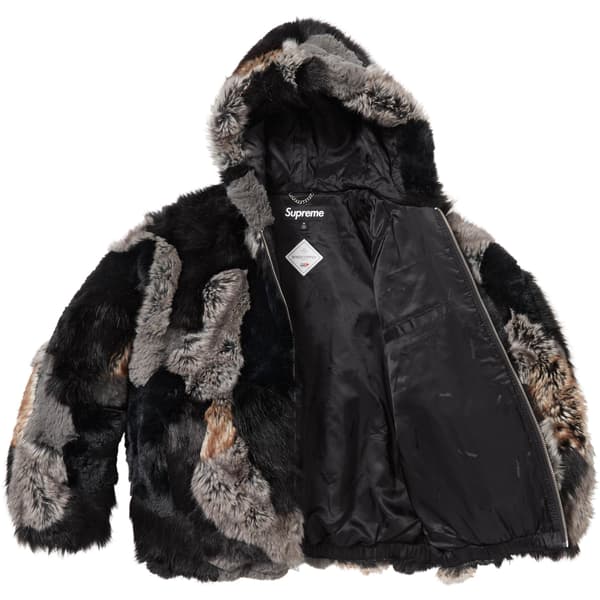 Supreme Patchwork WINDSTOPPER Hooded Faux Fur Jacket - Black (front)
