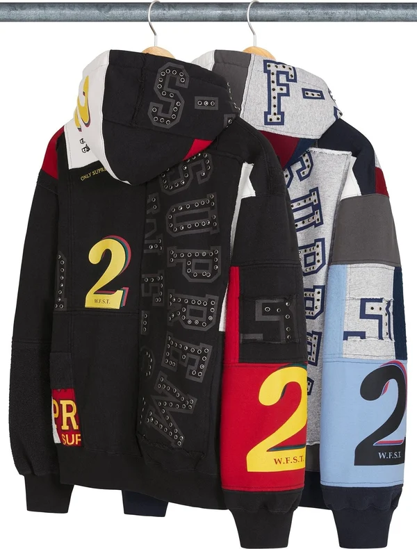 Supreme Patchwork Zip Up Hooded Sweatshirt - Product Image