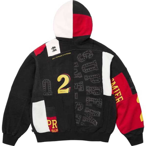 Supreme Patchwork Zip Up Hooded Sweatshirt - Black (front)