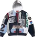 Supreme Patchwork Zip Up Hooded Sweatshirt - Navy (front)