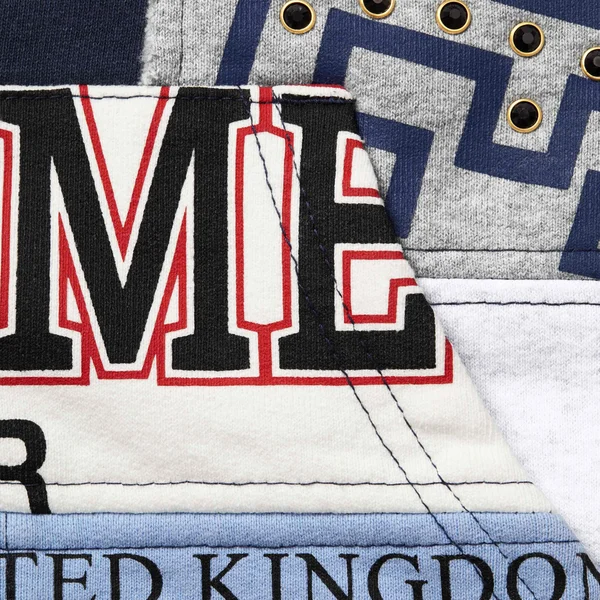 Supreme Patchwork Zip Up Hooded Sweatshirt - Navy (front)