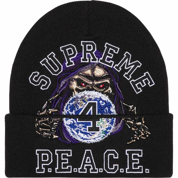 Supreme Peace Embroidered Beanie - Black (front)