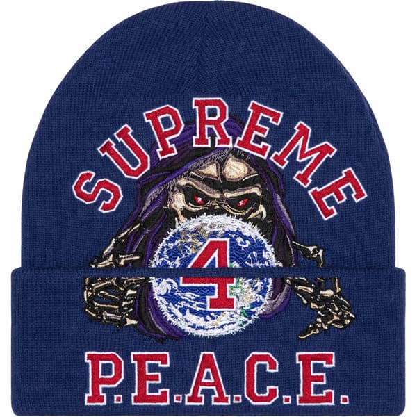 Supreme Peace Embroidered Beanie - Navy (front)