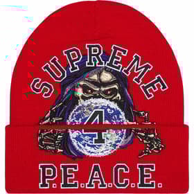 Supreme Peace Embroidered Beanie Red