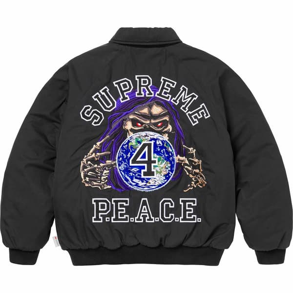 Supreme Peace Embroidered Work Jacket - Black (front)