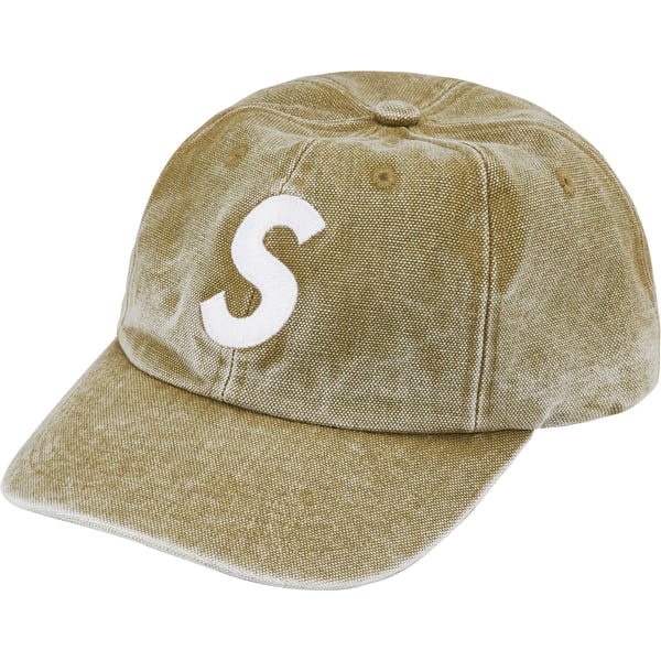 Supreme Pigment Canvas S Logo 6-Panel - Olive (front)
