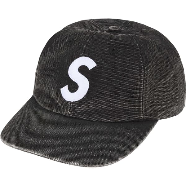 Supreme Pigment Coated Canvas S Logo 6-Panel - Black (front)