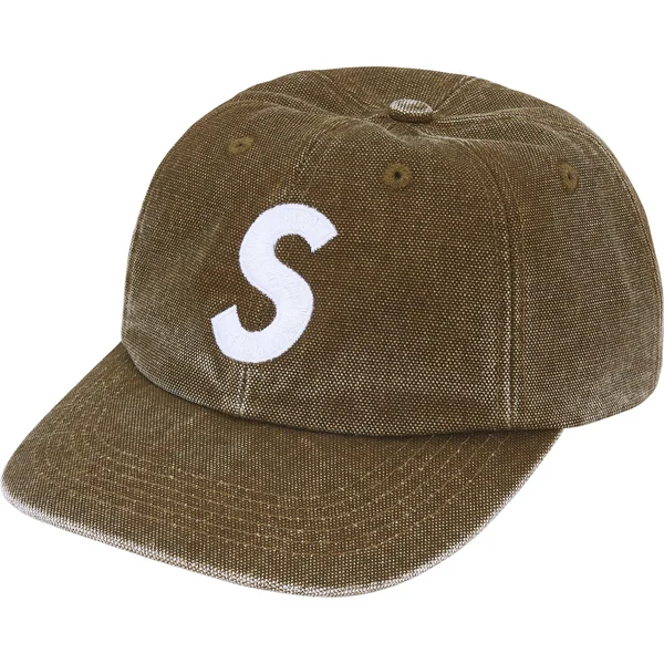 Supreme Pigment Coated Canvas S Logo 6-Panel - Olive (front)