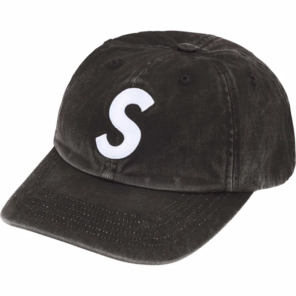Supreme Pigment Coated S Logo 6-Panel - Black (front)