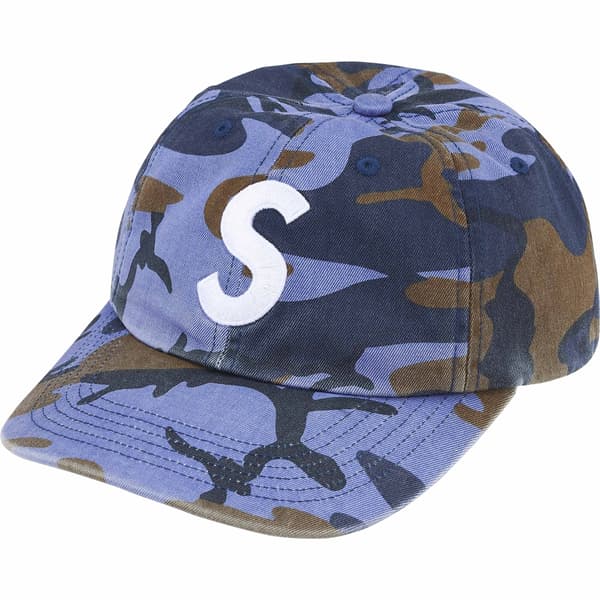 Supreme Pigment Coated S Logo 6-Panel - Blue Camo (front)