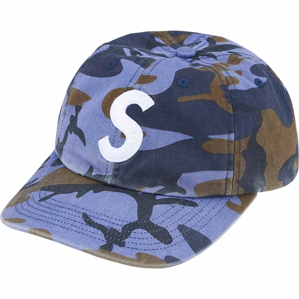 Supreme Pigment Coated S Logo 6-Panel - Blue Camo (front)