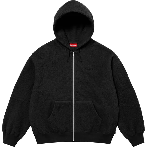 Supreme Pilled Zip Up Hooded Sweatshirt - Black (front)