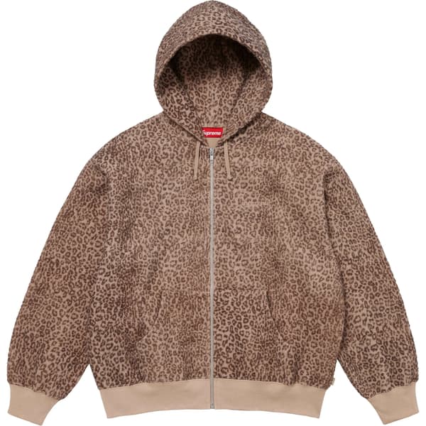 Supreme Pilled Zip Up Hooded Sweatshirt - Cheetah (front)