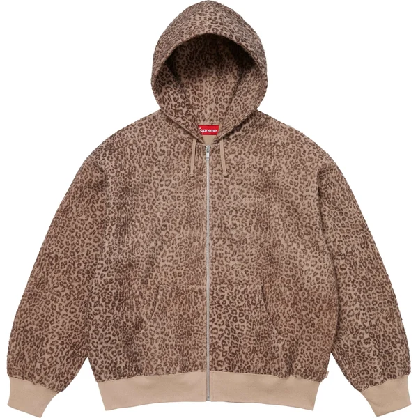 Supreme Pilled Zip Up Hooded Sweatshirt - Cheetah (front)