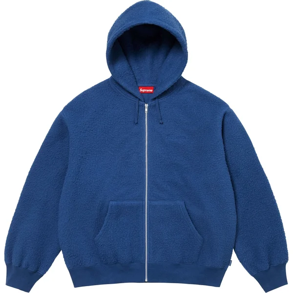 Supreme Pilled Zip Up Hooded Sweatshirt - Dark Royal (front)