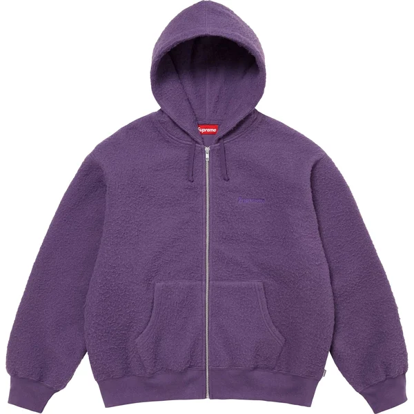 Supreme Pilled Zip Up Hooded Sweatshirt - Dusty Purple (front)