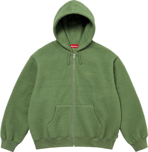 Supreme Pilled Zip Up Hooded Sweatshirt - Olive (front)