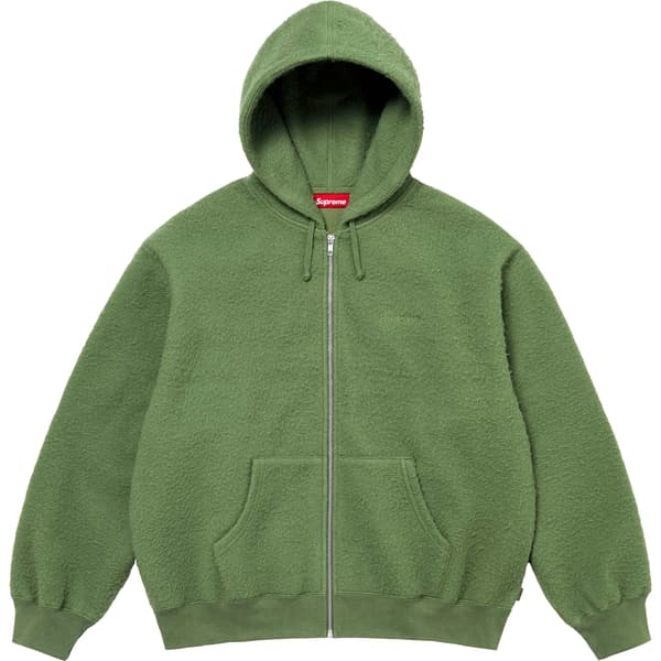 Supreme Pilled Zip Up Hooded Sweatshirt - Olive (front)