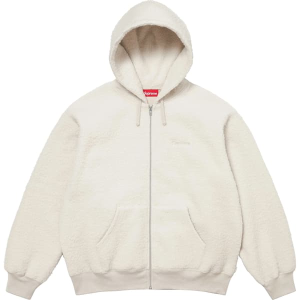 Supreme Pilled Zip Up Hooded Sweatshirt - Stone (front)