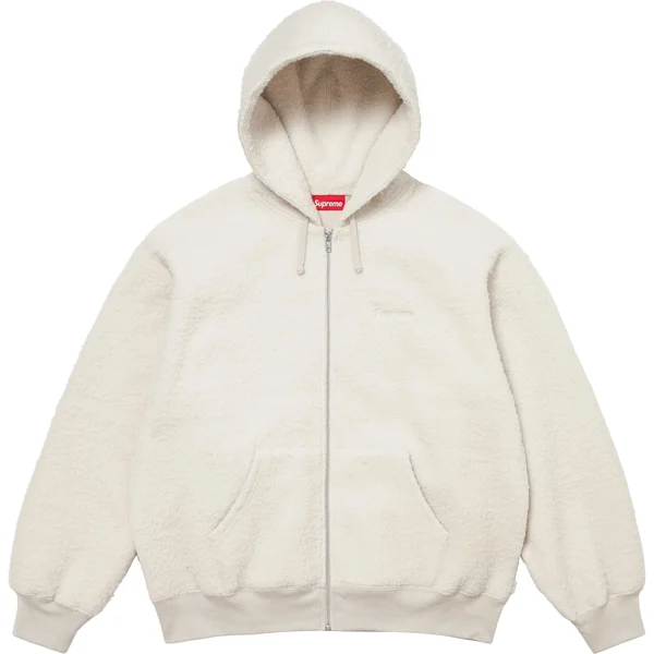 Supreme Pilled Zip Up Hooded Sweatshirt - Stone (front)