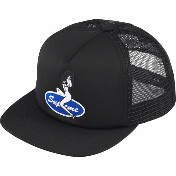 Supreme Pin Up Mesh Back 5-Panel - Black (front)
