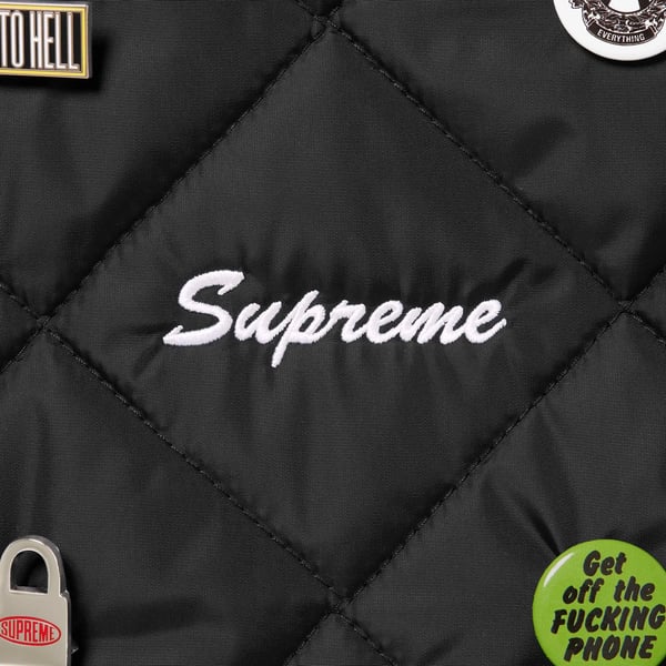 Supreme Pins Quilted Work Vest - Black (front)