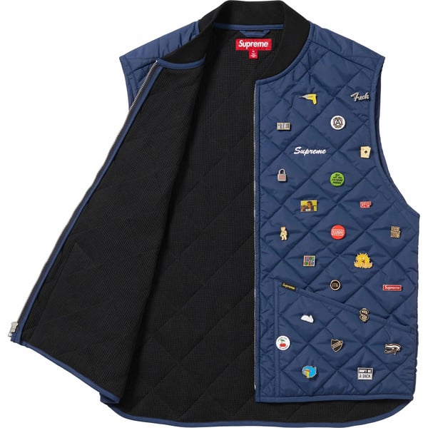 Supreme Pins Quilted Work Vest - Navy (front)