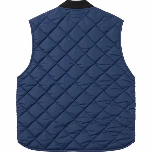 Supreme Pins Quilted Work Vest - Navy (front)