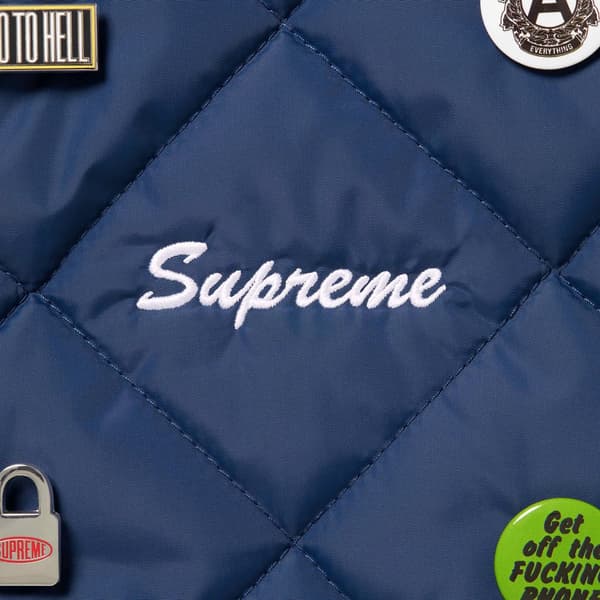 Supreme Pins Quilted Work Vest - Navy (front)