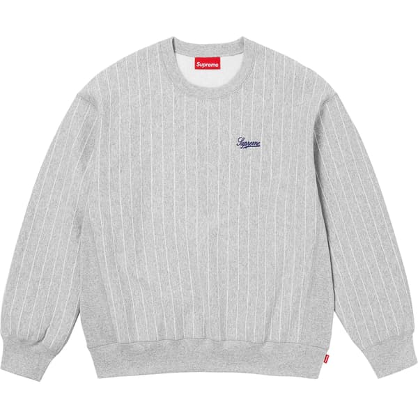 Supreme Pinstripe Crewneck - Heather Grey (front)