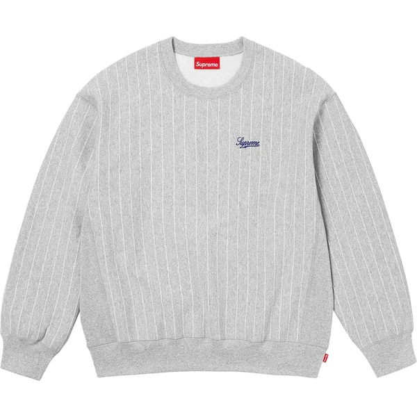 Supreme Pinstripe Crewneck - Heather Grey (front)