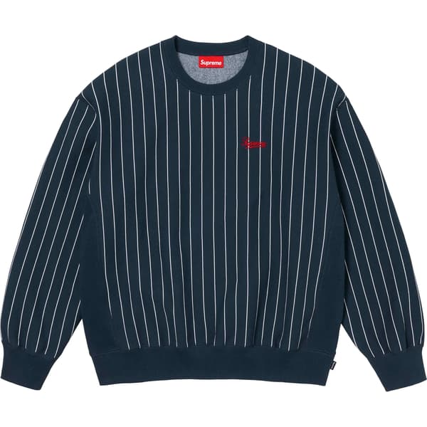 Supreme Pinstripe Crewneck - Navy (front)