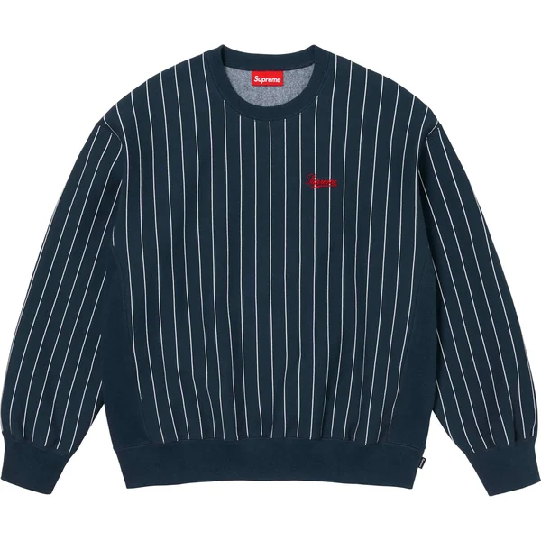 Supreme Pinstripe Crewneck - Navy (front)
