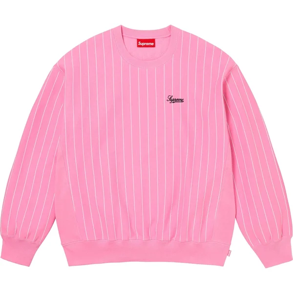 Supreme Pinstripe Crewneck - Pink (front)