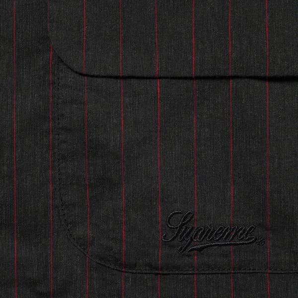 Supreme Pinstripe Linen Shirt - Black (front)